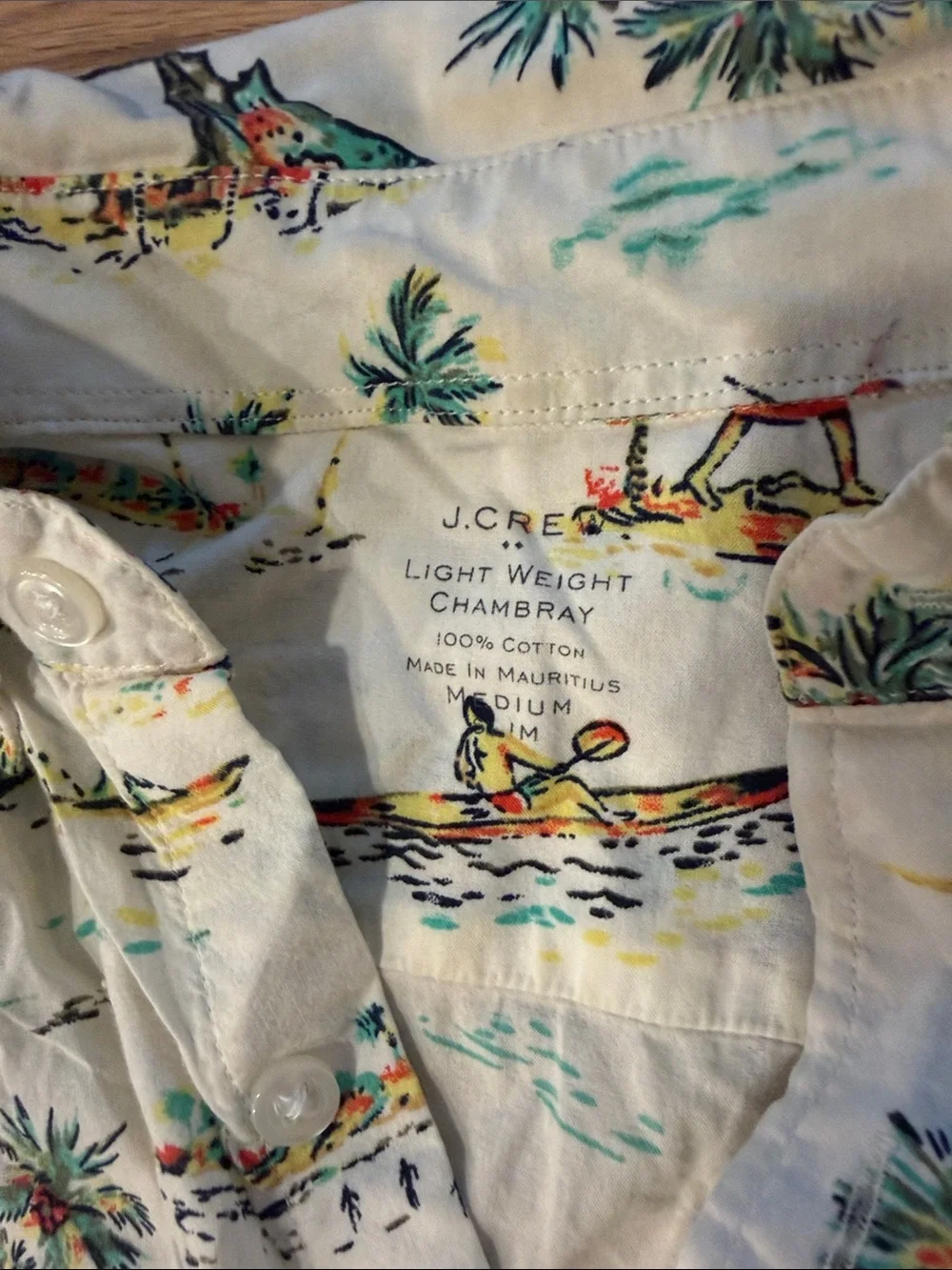 J. Crew White Short-Sleeve Hawaiian Print Button-Down Shirt
